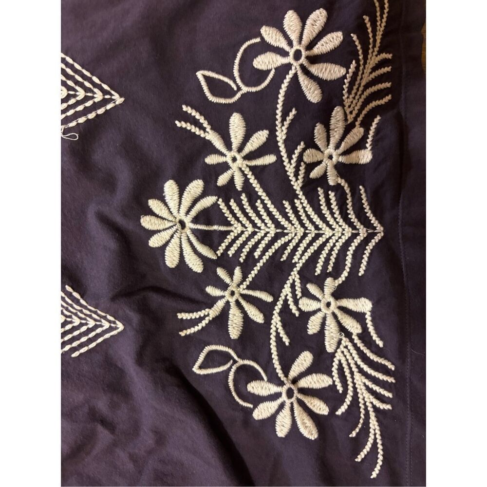 Johnny Was deep purple plum embroidered kimono cardigan jersey cotton L - Picture 5 of 10